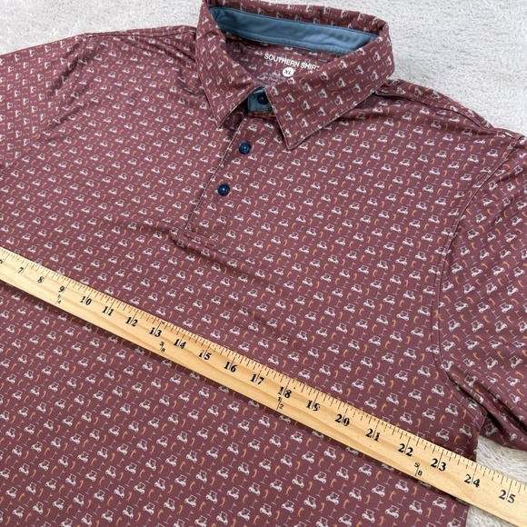 Southern Shirt Co Polo Mens Red Performance Stretch Golf Cart All Over AOP Shirt - Picture 5 of 8